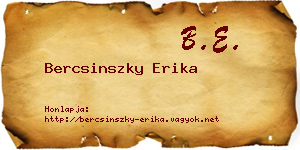 Bercsinszky Erika névjegykártya